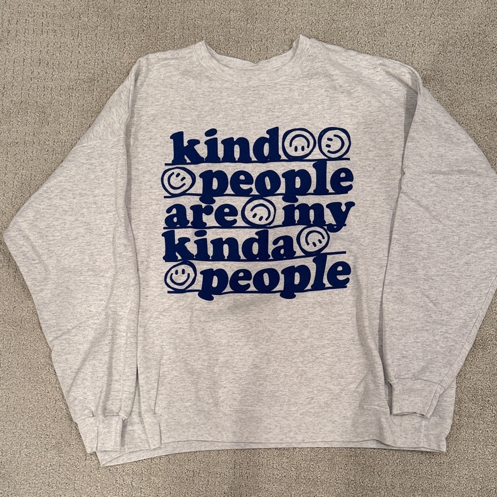 Crewneck sweatshirt - Gray with Blue Print